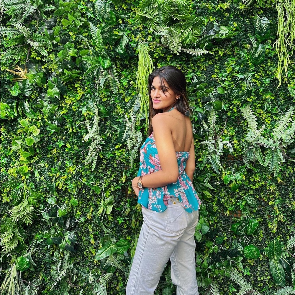 Nordstorm Halter neck tie floral back less top